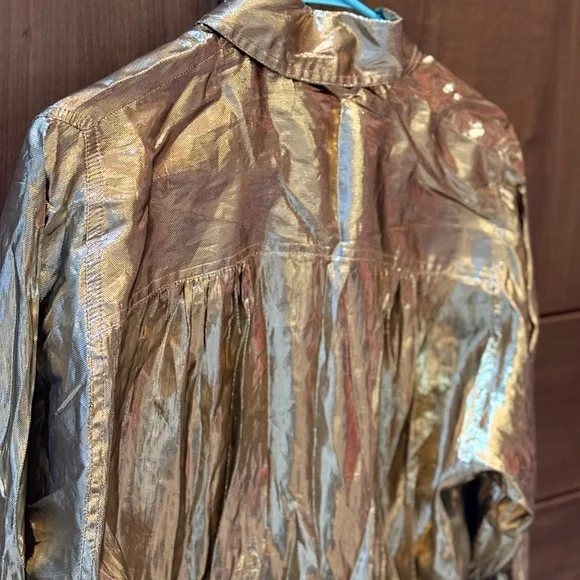 Vintage Marc D’Alcy Paris Metallic Gold Blouse - Picture 9 of 11